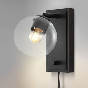 Hugo 6" Minimalist Modern Plug-In or Hardwired Adjustable Iron LED Wall Sconce with Rotary Dimmer - JONATHAN Y